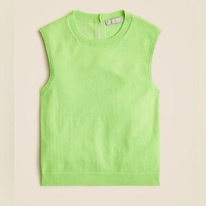 J. CREW Featherweight Cashmere Blend Cropped Sweater Shell Sz M - Lime Green $98